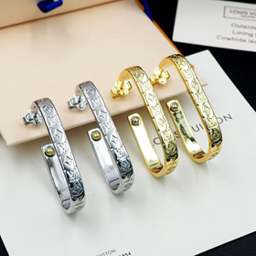 Louis Vuitton LV carta floral remache pendientes-3576  