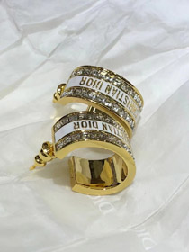 Dior negro y blanco esmalte doble fila diamante pendientes-3606  