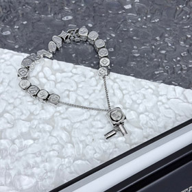 Louis Vuitton LV platado cadena de dados deslizante pulsera de encanto-3639  