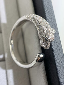 Cartier micro incrustado medio diamante leopardo anillo-3670  