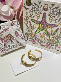 Dior oro caballo ojo cristal trigo oreja cadena aro pendientes-3703  