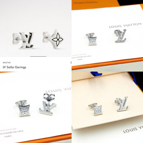 Louis Vuitton LV carta y flores pendientes-3810  
