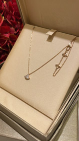 Bulgari pequeño ventilador blanco madre de perla rosa oro medio diamante completo diamante collar-38  