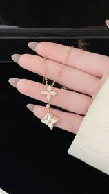 Louis Vuitton LV patrón floral diamante-set madre de perla collar-3860  