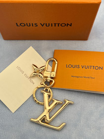 Louis Vuitton LV oro metal letra logo llavero-3867  