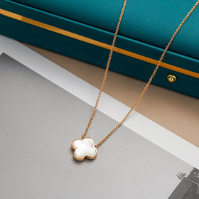 Van Cleef & Arpels White Madre de Perla Negro Ágata Collar de flores de una sola y doble cara-3883  