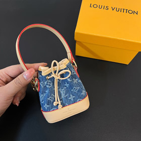 Louis Vuitton LV mini denim bolso cubo colgante llavero-3933  