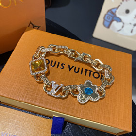 Louis Vuitton LV cadena y letras grabadas margarita pulsera-4066  