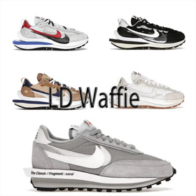 Fragmento Diseño Sacai Nike LDWaffle zapatos casuales de tres partidos bajos-2968  