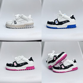 LOUIS VUITTON LV Zapatillas de deporte para niños de cuero redondo con encaje de punta baja-4084  