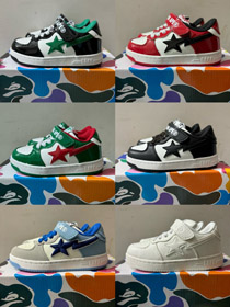 Un BATHING BAPE contraste color versátil tendencia zapatos casuales bajos de los niños-4087  
