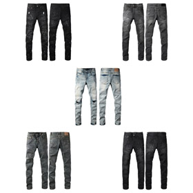 Marca púrpura lavado, desgarrado, afligido, strass-embellecido, efecto elástico slim-fit jeans-4248  