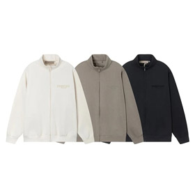 Esenciales color sólido carta impresión cremallera manga larga abrigo chaqueta-4366  