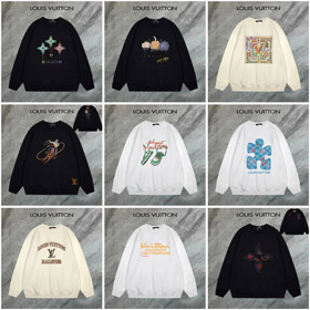Louis Vuitton LV impresión gráfica texto bordado sudadera-4405  