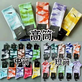 Suwannext de cuatro temporadas de alto-top tie-teñido calcetines para hombres y mujeres, coloridos c  