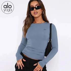 ALO ropa de yoga fitness manga larga fondo baile todo partido seco rápido entrenamiento tops deporte  